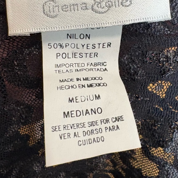 Vintage 90s Cinema Etoile Black Sequin Beaded Sheer Lace Satin Skirt Lingerie M - Picture 9 of 10